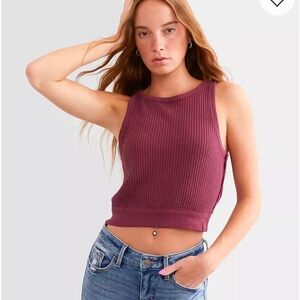 We The Free Women’s Vest Tank Crop Top in Burgundy Size Large